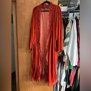 Rustic orange velour cardigan long size 3x boutique